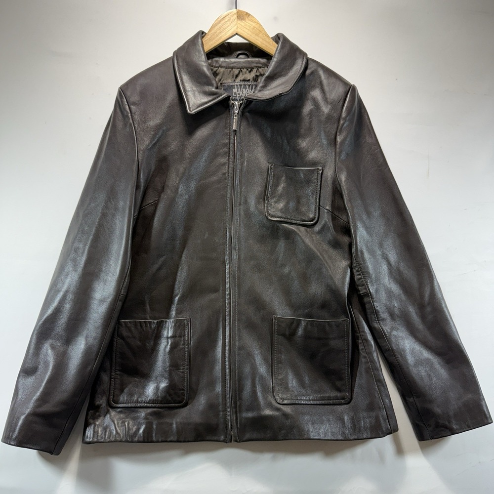 Wilsons Leather Pelle Studio Jacket Mens Size L Brown Motorcycle Insulated Liner